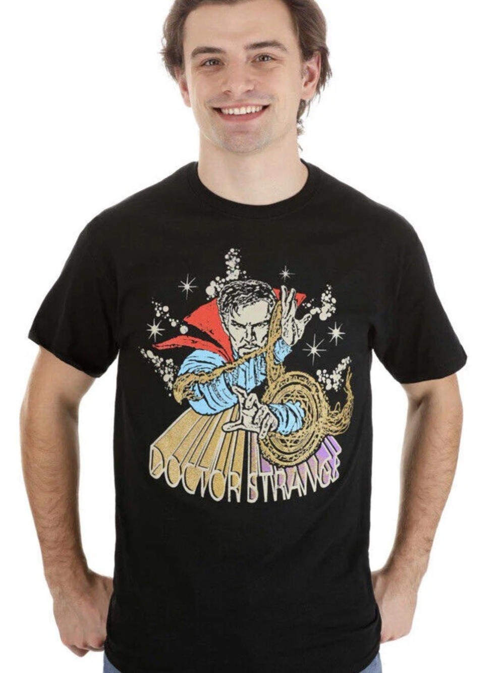 Marvel Doctor Strange Graphic Tee - Black with Red, Blue, Cream & Purple Accents